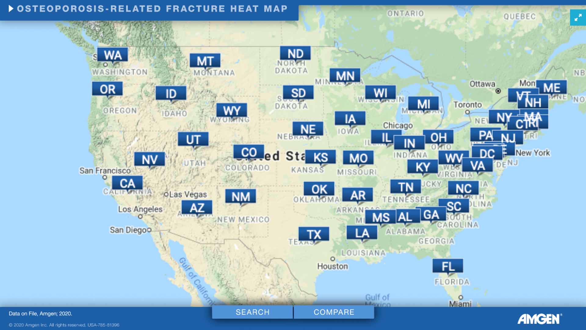 Interactive Heat Map of Osteoporosis-Related Fractures in the USA
