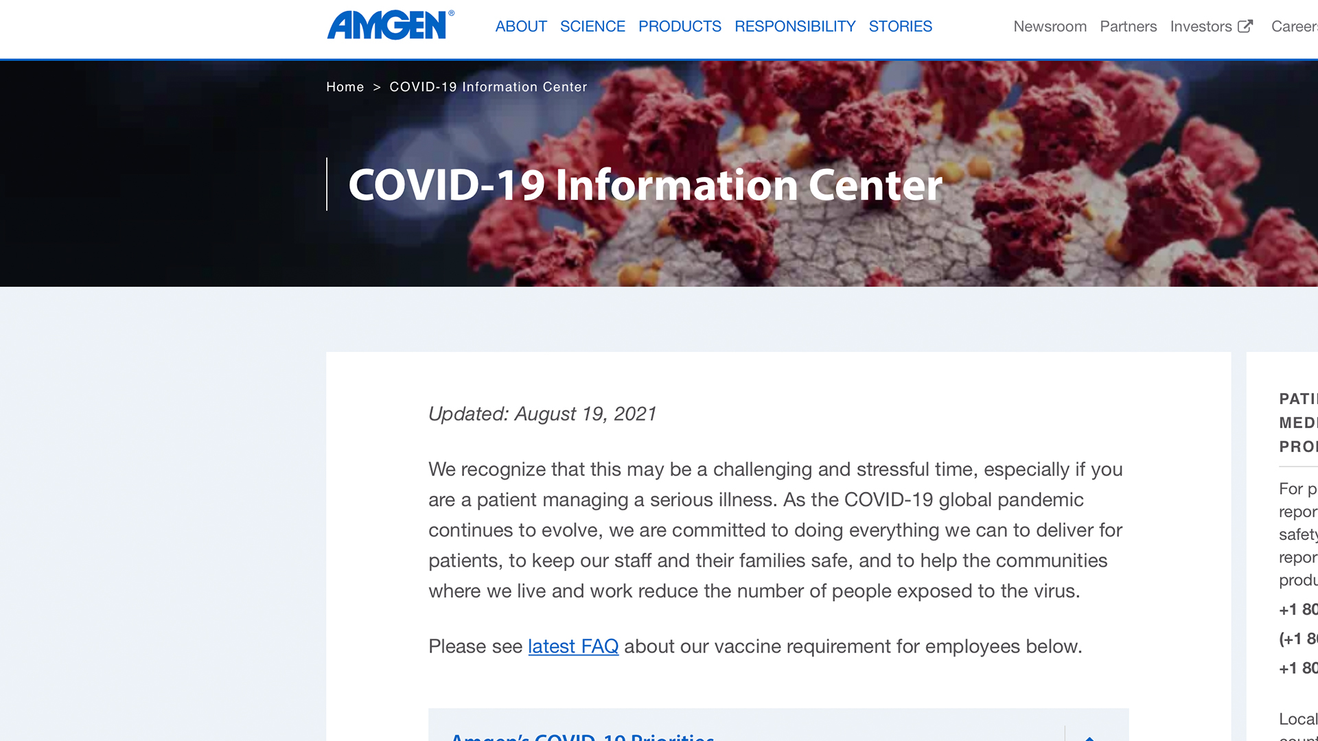 Amgen’s COVID-19 Information Center