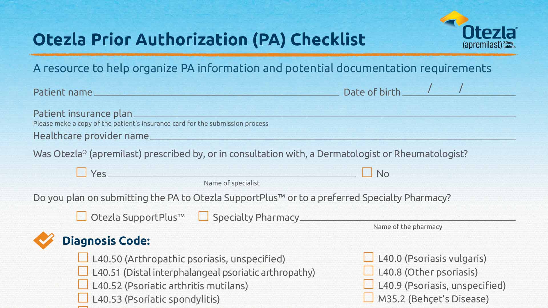 Prior Authorization Checklist