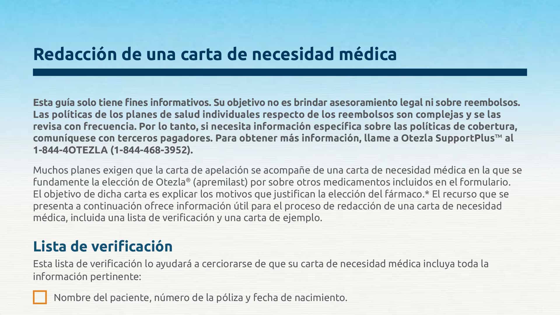 Letter of Medical Necessity (Spanish)